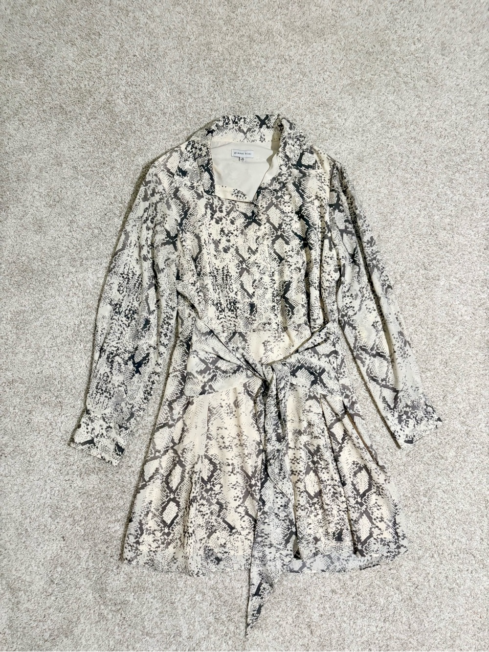 Gianni Bini Snake Print Belted Shirt Mini Dress - 10